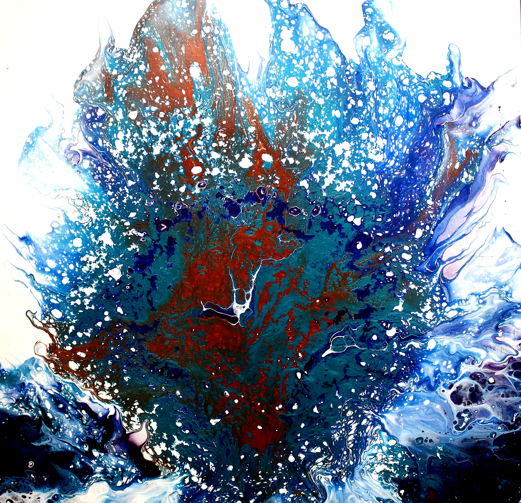 Unlisted Artopyandra acrylic pour study with blue and red movement