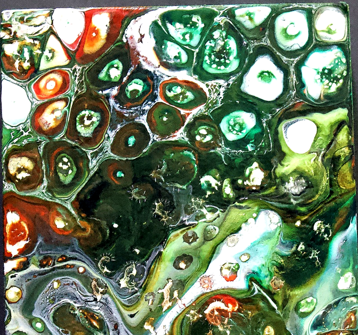 Unlisted Artopyandra green cellular acrylic pour study